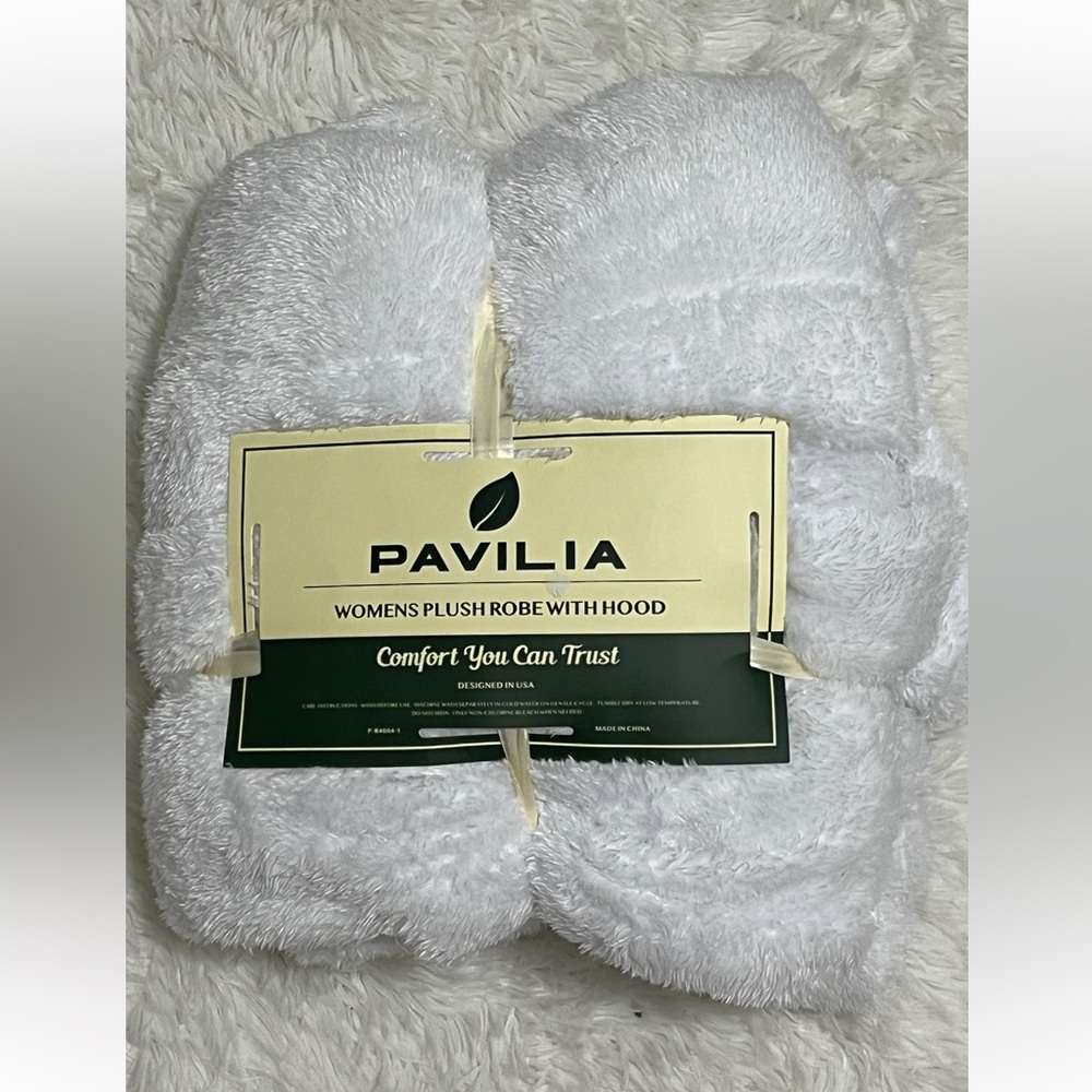 Pavilia Women’s Plush Robe With Hood-White